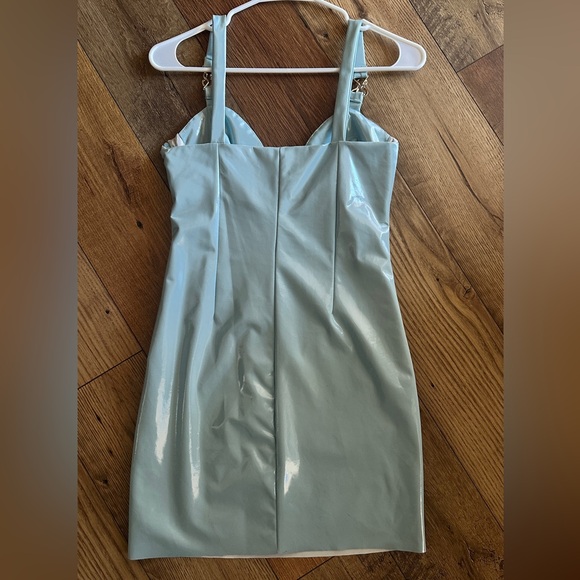 Finesse Shiny Light Blue Mini Dress - Picture 3 of 6